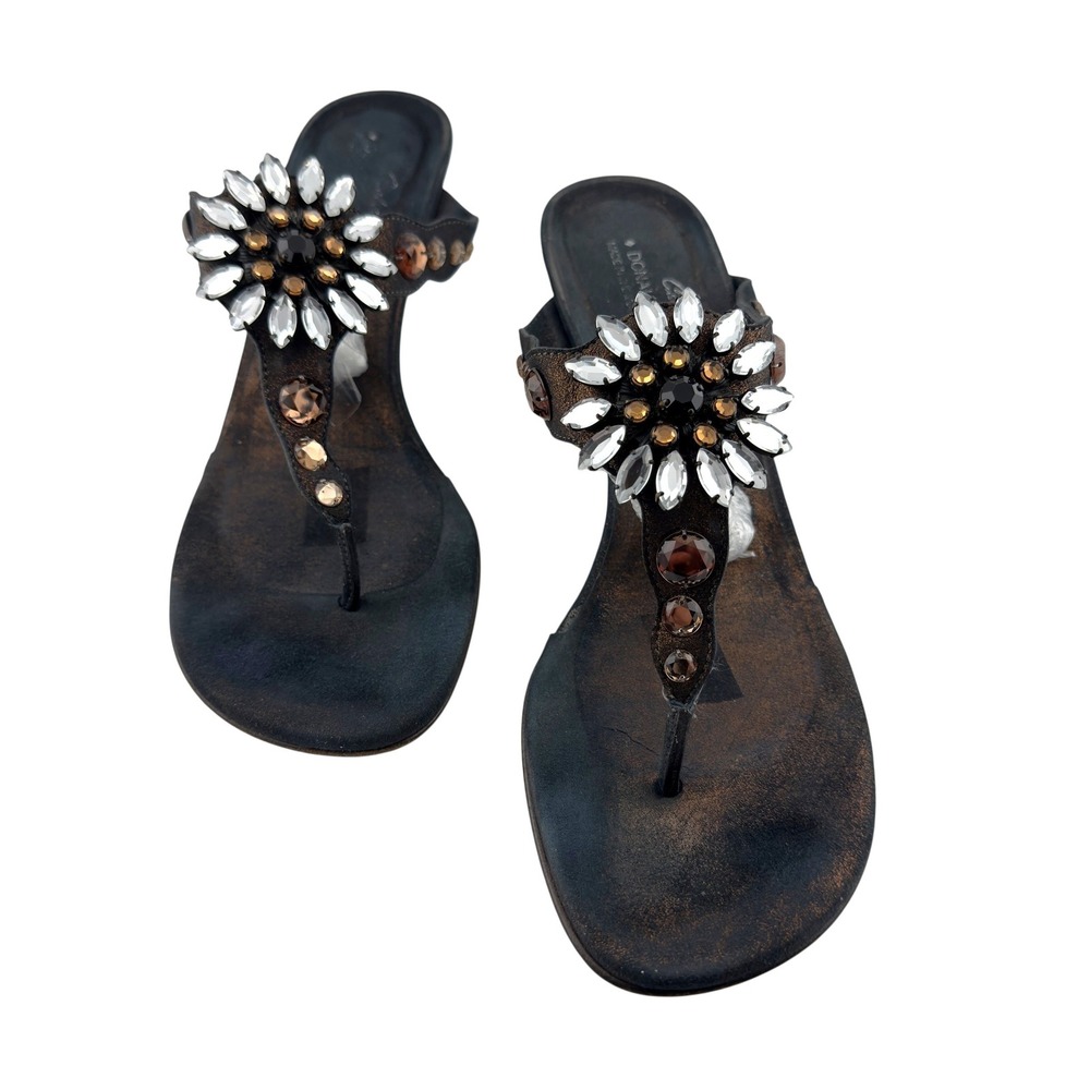 Donald J. Pliner Black Jeweled Thong Sandals - Picture 6 of 15